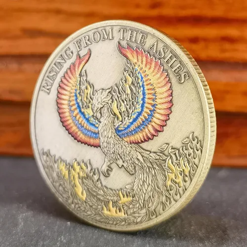 Vista 3 de Phoenix Rising Lucky Coin Serenity Prayer Sobriety Coin Regalos sobrios para hombres o mujeres, Medallón AA de recuperación de adicciones