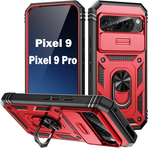 Vista 74 de PASNEW Funda militar para iPhone 13 Pro Max, cubierta de cámara deslizante y soporte de anillo de metal de 360°, carcasa rígida multicapa resistente