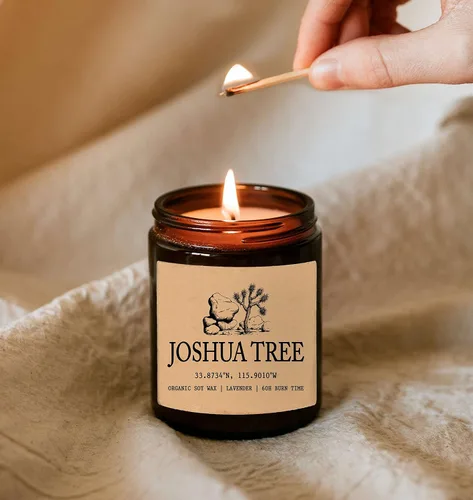 Vista 4 de HTDesigns Joshua Tree - Vela perfumada de cera de soja de California, 8 onzas, regalo para ella/él, decoración del hogar