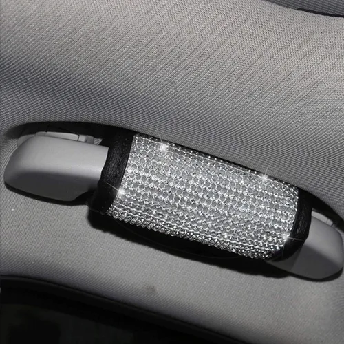 Vista 7 de 2 piezas de almohadillas para cinturón de seguridad con cristal brillante, fundas para cinturón de seguridad de coche con brillo, accesorios de 2