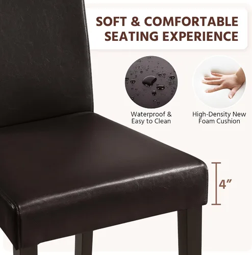 Vista 3 de Yaheetech Juego de 4 sillas de comedor tapizadas para cocina, color marrón Marrón oscuro