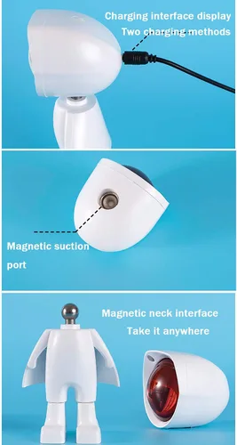 Vista 4 de WLHONG Proyección de puesta de sol Luz LED Robot Figura Lámpara Proyector de arco iris Lámpara de atmósfera moderna LED Luz de piso Luz de noche