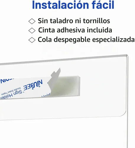 Vista 4 de NIUBEE Soporte de letrero acrílico de montaje en pared de 4 x 6 pulgadas con cinta adhesiva de doble cara para oficina, hogar, tienda, restaurante