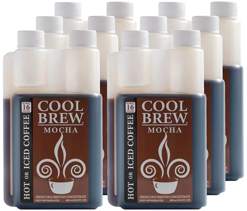Vista 12 de CoolBrew Concentrado líquido frío fresco – tostado oscuro, granos de arábica gourmet, para café helado o caliente, sin azúcar, sin conservantes
