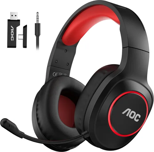 Vista 11 de AOC - Auriculares inalámbricos para juegos compatibles con PS5/4, Nintendo Switch, PC, auriculares Bluetooth 5.4 y 2.4GHz para juegos con micrófono