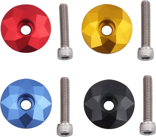 Vista 2 de NUEAYMS Espacio de auriculares con parte superior de vástago, tapa de aluminio para auriculares de bicicleta, cubierta de vástago de bicicleta