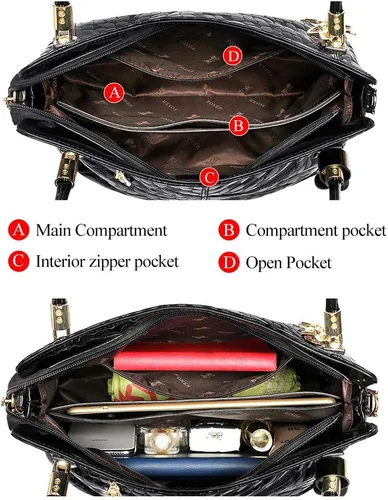 Vista 3 de FOXER Bolso de mano de cuero genuino para mujer, bolso de hombro con asa superior