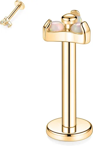 Vista 3 de GAGABODY Labret Studs 16G 60.315 in G23 Titanium BallCZOpal Top Press Fit Threadless Push-in Labret Labret Lip Monroe Tragus Stud Bisel Push Back