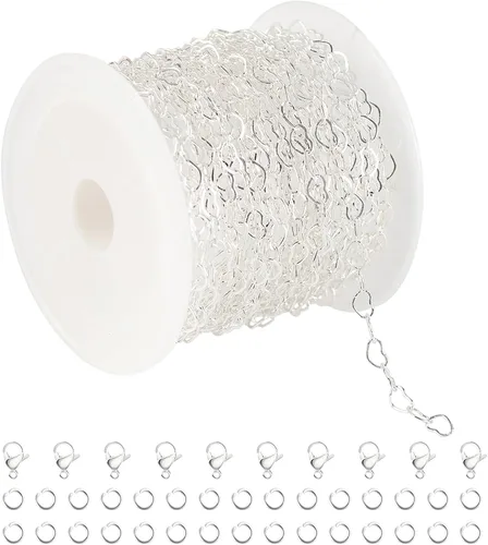 Vista 10 de KYUNHOO Cadenas de corazón chapadas en oro de 18 quilates de 16.4 ft de latón macizo a granel, cadena de collar de corazón para mujer, pulsera