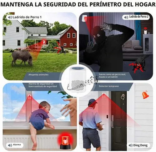 Vista 7 de Alarma de ladridos para perros, detector de movimiento, sensor de movimiento de ladridos al aire libre, rango de 1000 pies, alarma para perros