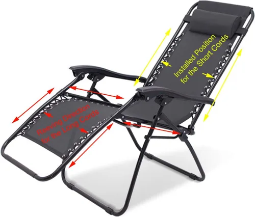 Vista 2 de Cordones universales de repuesto para silla de gravedad cero, cordones elásticos para silla de césped, patio, sala de estar, silla reclinable, kit