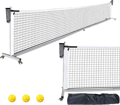 Vista 11 de Pro Pickleball Net Portable with Wheels – 22ft Heavy Duty Pickleball Net System with Sturdy Aluminum Frame for Outdoor & Indoor – Nylon Net &