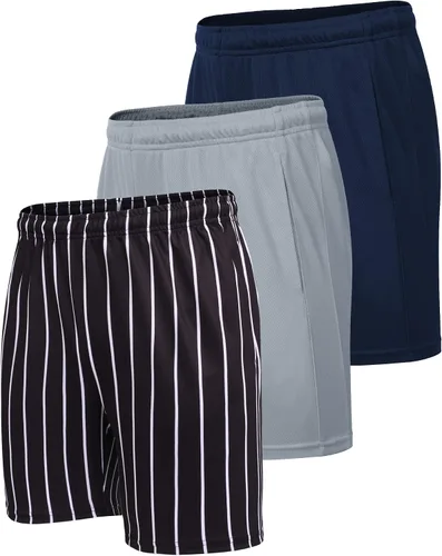 Vista 8 de COOFANDY Paquete de 3 pantalones cortos de entrenamiento para hombre, pantalones cortos deportivos de malla, ligeros, para culturismo, con bolsillos