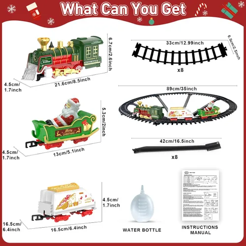 Vista 9 de TERRAMUS Juego de tren de Navidad – Juguetes de tren colgante con luz ahumada y sonido para niños y niñas, juego de tren alrededor debajo del árbol
