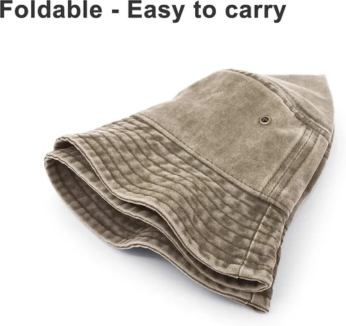 Vista 4 de Sombrero de pescador, ala ancha de algodón lavado de algodón para exteriores, gorra plana para pesca, senderismo, playa, deportes