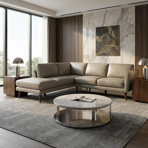 Vista 10 de Anthony - Sofá modular esquinero con orientación izquierda, sofá modular en forma de L de 4 asientos, sofá moderno tapizado suave para sala