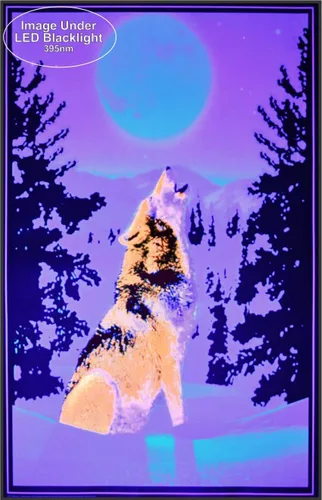 Vista 3 de Studio B Wolf Moon - Póster de luz negra, no flocado, 24 x 36 pulgadas