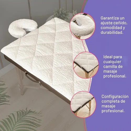 Vista 5 de Almohadilla de mesa de masaje de doble cara, funda de vellón de felpa y microfibra, cubrecolchón suave para cama de masaje y funda de spa