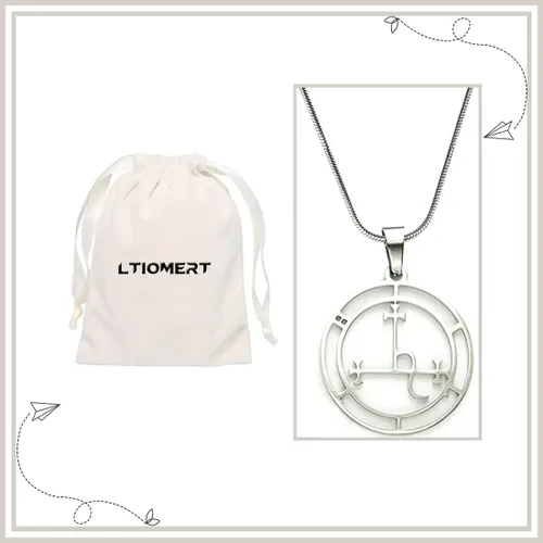 Vista 6 de Sigil of Lilith Collar con cadena de serpiente de 200in colgante y cadena de acero inoxidable puro 304