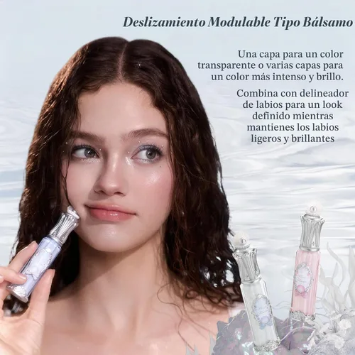Vista 6 de Flower Knows Shell's Jewel - Esmalte de labios nutritivo, iridiscente Jalea lunar P06