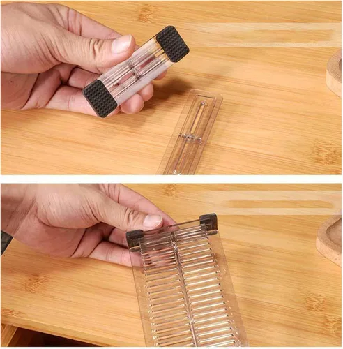 Vista 8 de Divisor de almacenamiento de cajones ajustables de 2 piezas, panel expandible con alta resistencia, para organizar ropa, calcetines, ropa
