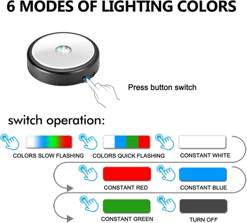 Vista 3 de IFOLAINA Base de luz LED, soporte de exhibición redondo multicolor para arte de cristal, base iluminada para vidrio 3D, base de pantalla LED