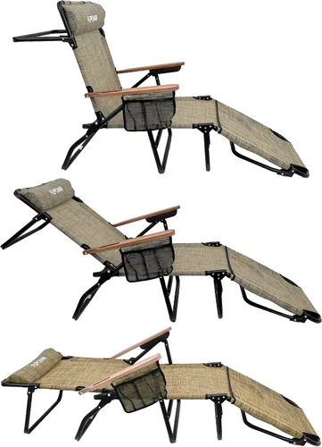Vista 6 de EasyGo Product FLIP - Tumbona para patio, orificios para cara y brazos, 4 patas, material textileno, 6 posiciones, almohada reclinable