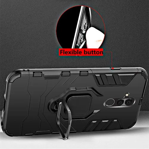 Vista 7 de Funda para Huawei P30 Lite, 2 en 1 híbrida resistente armadura a prueba de golpes Defender Kickstand de doble capa parachoques trasera dura cubierta