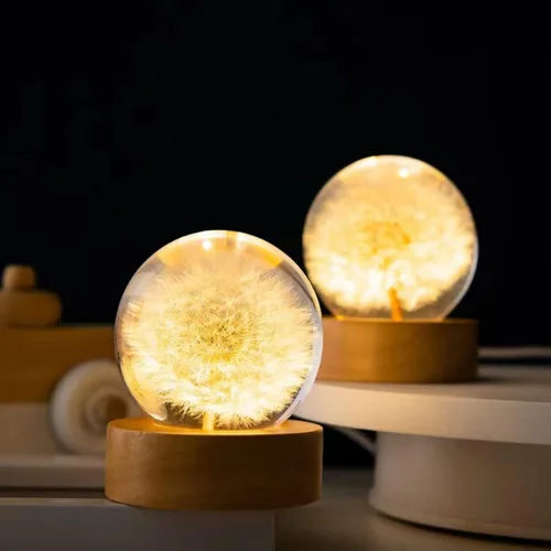 Vista 3 de DESHINTKE Pisapapeles de flor eterna de diente de león real con base luminosa