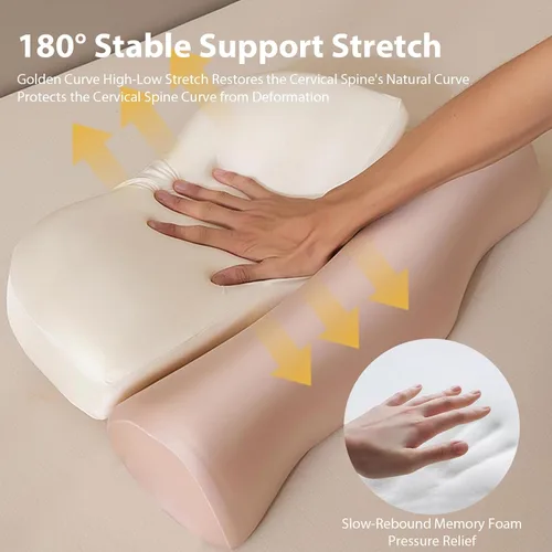 Vista 4 de 2 almohadas para aliviar el dolor de cuello, almohada ergonómica de espuma viscoelástica para el dolor de cuello con diseño de contorno