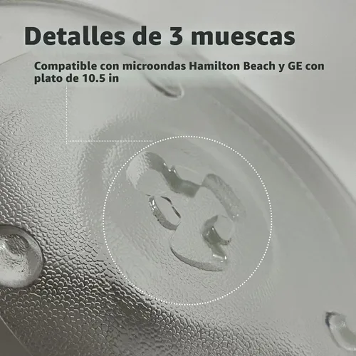 Vista 7 de Placa de vidrio de repuesto para microondas de 10 1/2 pulgadas compatible con Hamilton Beach 252100500497, HB-P90D23, plato giratorio de vidrio