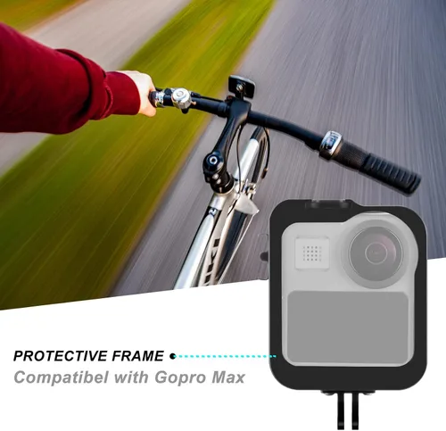Vista 6 de Accesorios para Gopro Max Funda de aleación de aluminio, carcasa protectora de marco con interfaz de zapata compatible con GoPro MAX lente