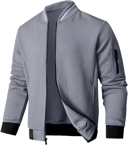 Vista 7 de SAVKOOV Chaqueta ligera de ajuste holgado para hombre, chaqueta bomber casual y elegante