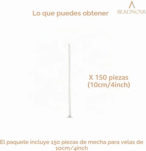 Vista 3 de BEADNOVA Mechas de algodón para velas de 4 pulgadas, 150 piezas, mechas cortas para hacer velas para hacer bricolaje