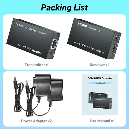 Vista 7 de Extensor HDMI de hasta 196.9 ft (196 pies), transmisor y receptor a través de LAN Ethernet, repetidor HDMI a Ethernet
