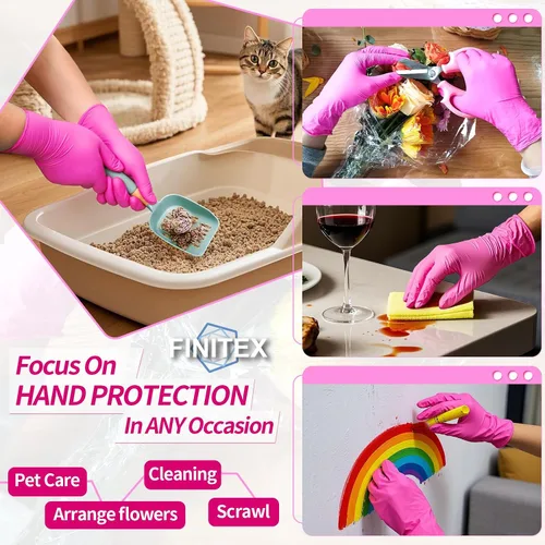 Vista 2 de FINITEX Nitrile Disposable Latex-Free Gloves - 3.5mil 100/1000PCS Powder-Free Latex Free Cleaning Medical Exam Food Gloves