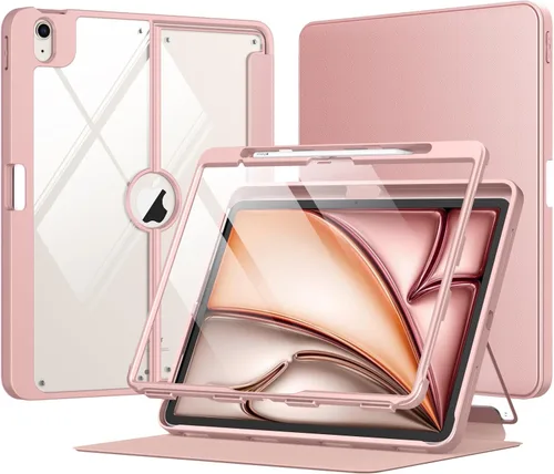 Vista 20 de MoKo Funda para iPad Air de 11 pulgadas 7ª/6ª generación M3/M2 2025/2024, iPad Air 5ª/4ª generación de 10.9 pulgadas 2022/2020 con soporte