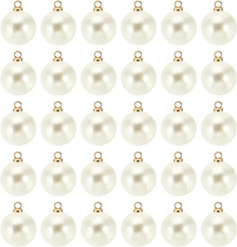 Vista 20 de PATIKIL Abalorio de perlas, 100 cuentas de perlas de imitación de perlas colgantes para bricolaje para hacer joyas, pulseras, aretes, collares Beige
