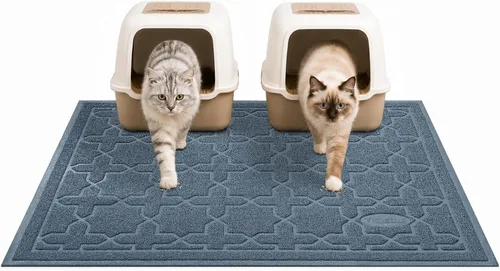 Vista 14 de Yimobra Tapete de arena para gatos, 24"x20" tapete con malla de bloqueo de arena, tapete suave para arena para gatos tapete atrapa arena, fácil