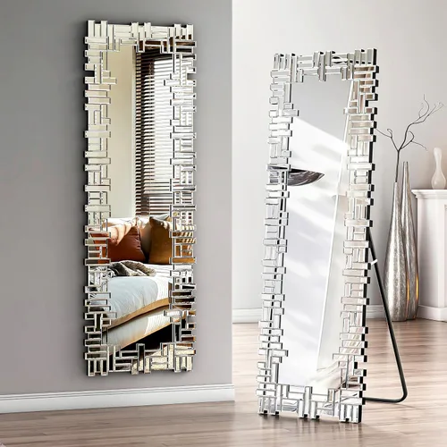Vista 12 de KOHROS Espejo de pared veneciano decorativo de 40 x 28 pulgadas, rectangular, sin marco, con borde biselado, para entrada, baño, sala de estar