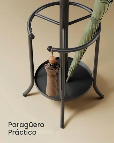 Vista 3 de SONGMICS - Perchero de metal independiente, con soporte para paraguas, 12 ganchos