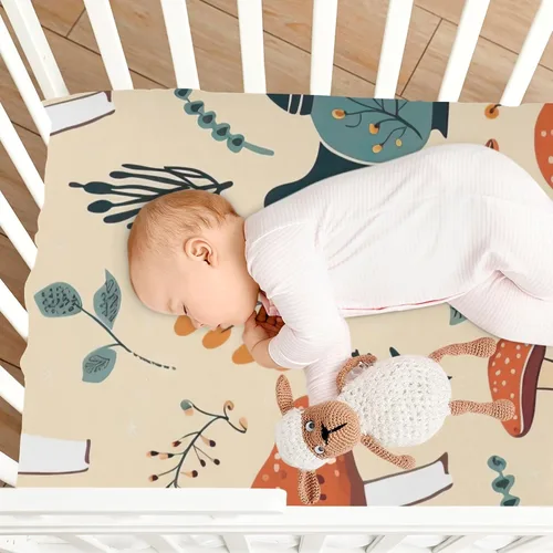 Vista 8 de Fitted Crib Sheets Autumn Mushroom Tea Kettle Mini Crib Sheets for Boy & Girl Toddler Mattress Sheets Playard Sheet 21216094
