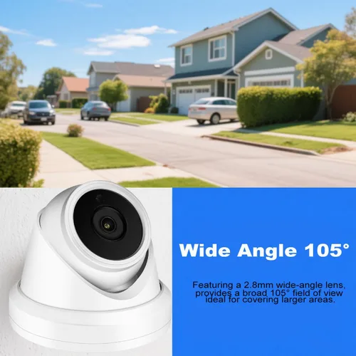 Vista 3 de Cámara domo de torreta IP PoE de 4 MP, gran angular de 0.110 in, H.265, cámara de seguridad CCTV resistente al agua IP66, cumple con la NDAA