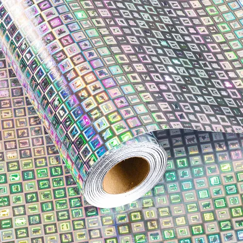 Vista 14 de Merture - Rollo de papel de regalo holográfico azul, papel de regalo azul con diseño de galaxia brillante para cumpleaños, baby shower, Navidad, día