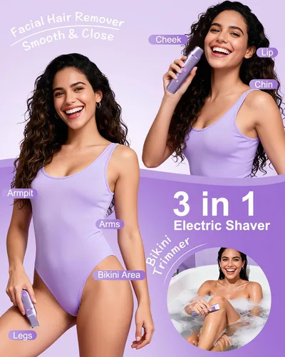 Vista 2 de Painless Pubic Hair Trimmer for Women Bikini Arms Legs Underarms Lady Shaver for Womens