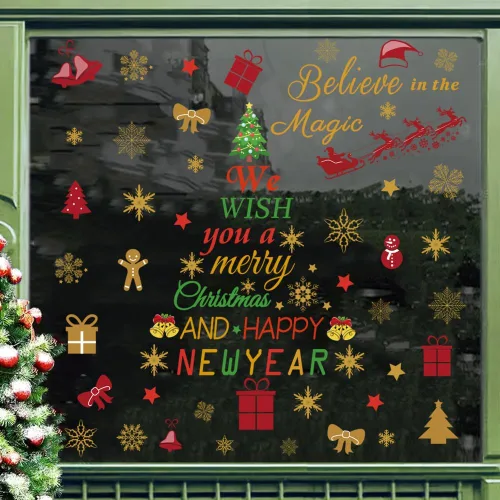 Vista 2 de Calcomanías de pared con citas de Feliz Navidad, calcomanías de vinilo para decoración de pared, calcomanías de ventana de Navidad, calcomanías
