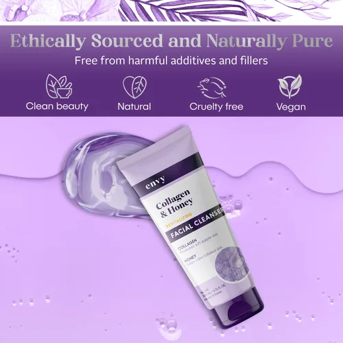 Vista 6 de Envy Limpiador facial con colágeno y miel, reduce las líneas finas, las arrugas y la hidratación, cuidado de la piel coreano limpio, libre