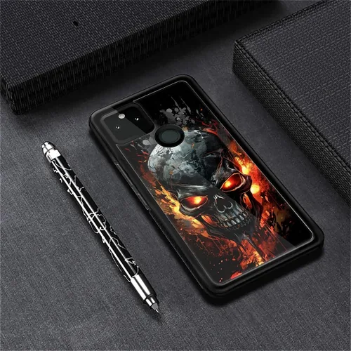 Vista 1050 de Compatible con Google Pixel 4A 5G Mobile Case Creative Acrylic Panel trasero Silicona Protección Grip especialmente diseñado para Google Pixel 4A 5G