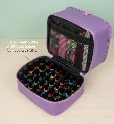 Vista 7 de ButterFox Estuche organizador de esmalte de uñas con capacidad para 60 botellas, se adapta a lámpara de uñas, almacenamiento de doble capa