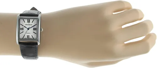 Vista 4 de Peugeot - Reloj de vestir de cuero con forma de tanque para mujer con números romanos, Reloj de vestir sin mangas para mujer